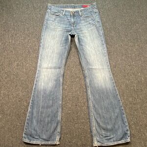 X2 Flare Jeans Sz 6 Womens Blue Y2K Skater Low Rise Long Inseam 6812